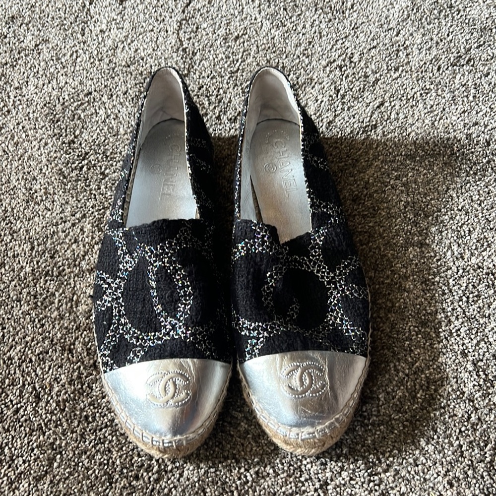 Chanel Black & Silver Espadrilles